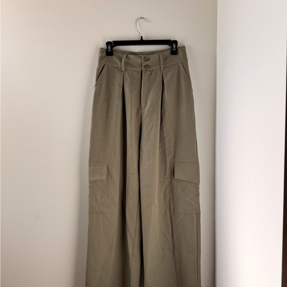 And Now This Med Wide Leg Tan Pants